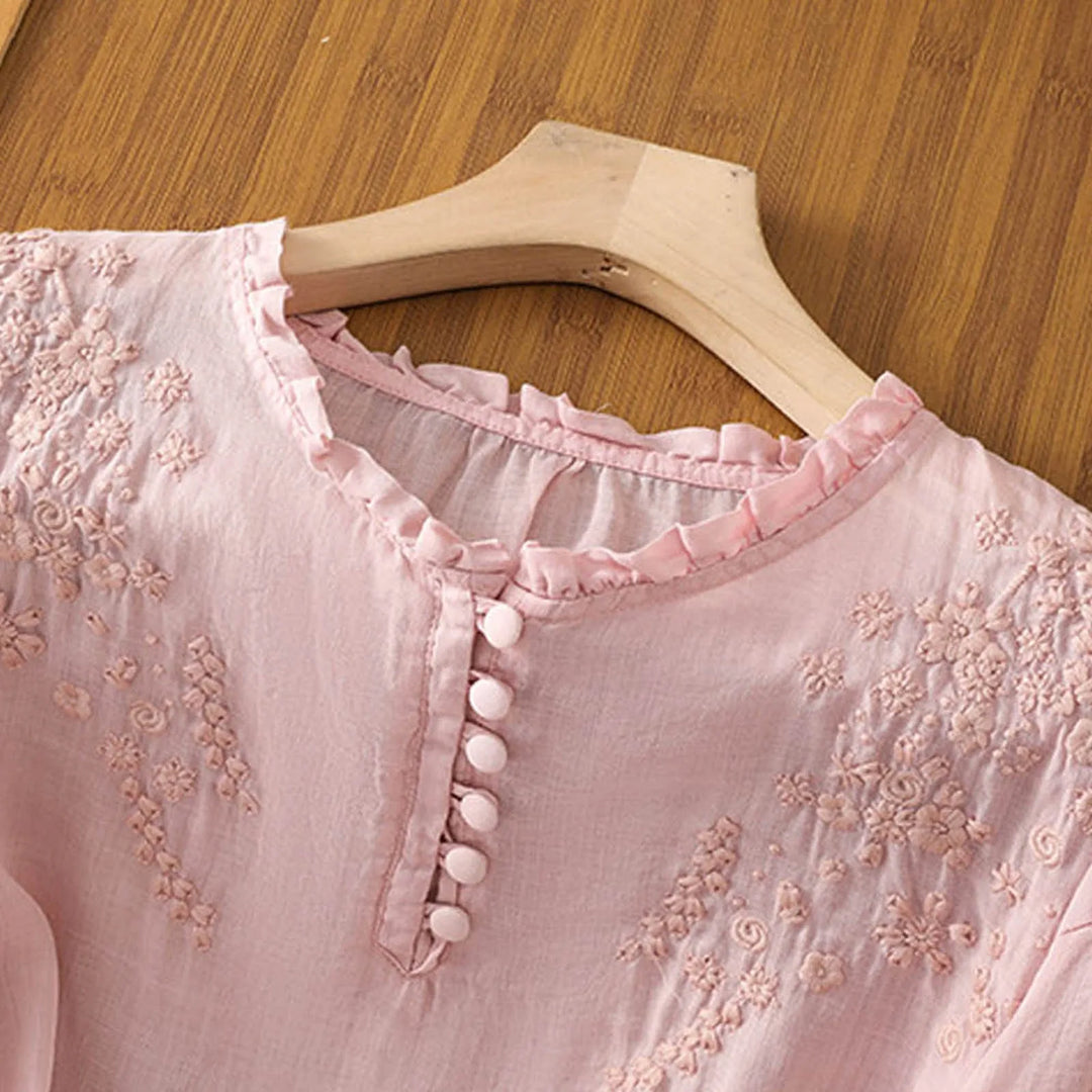 Women's Embroidered Button-Down Blouse