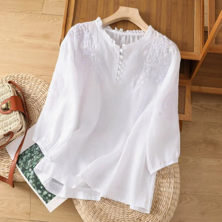 Women's Embroidered Button-Down Blouse