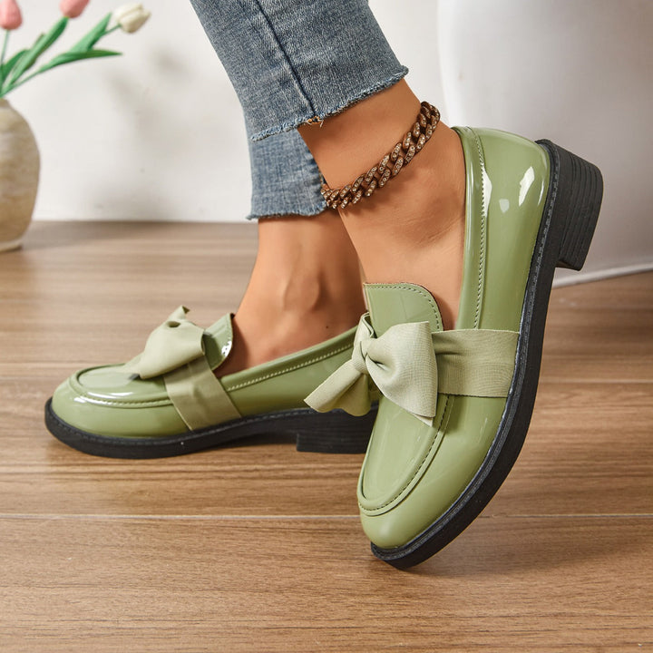 Women's Bow Loafers Slip On Platform Moc Toe