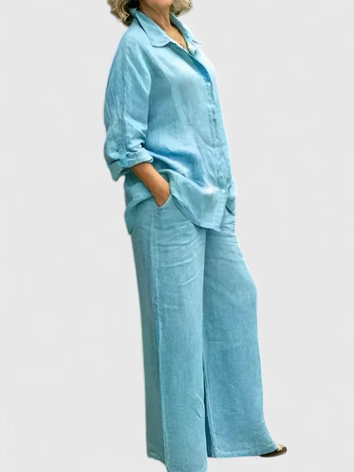 Women's Shirt and Wide-Leg Trouser Set