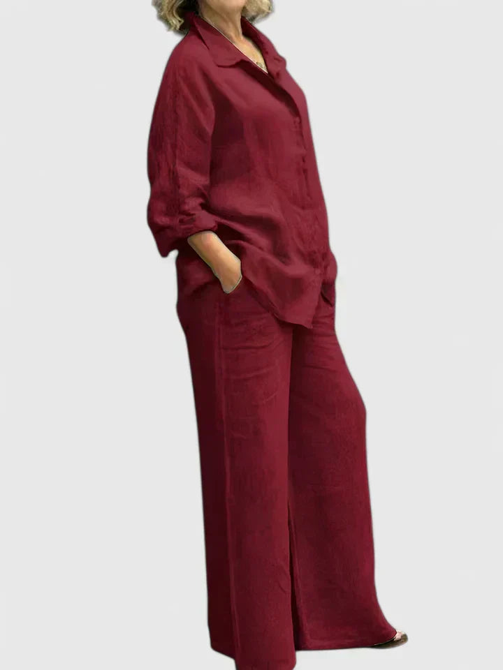 Women's Shirt and Wide-Leg Trouser Set