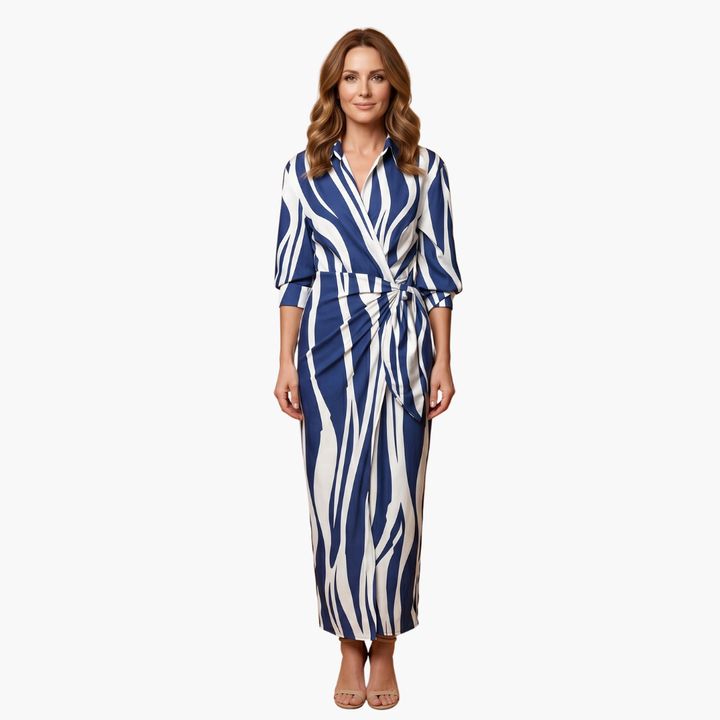 Women's Striped Cotton Wrap Dress
