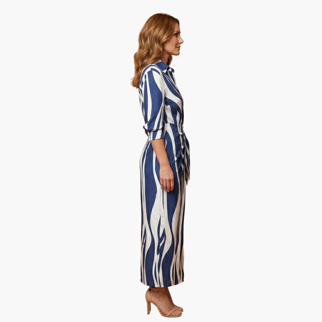 Women's Striped Cotton Wrap Dress