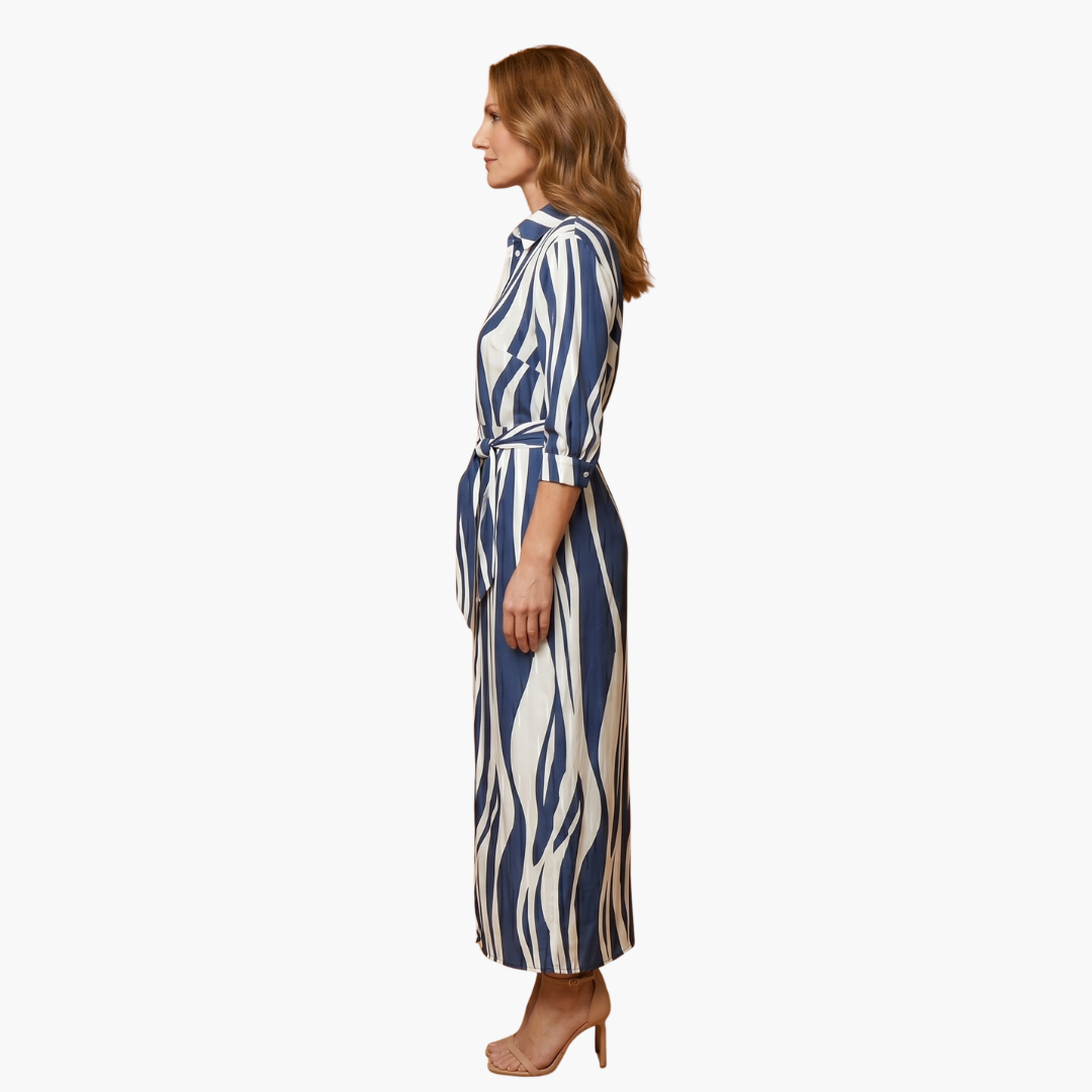 Women's Striped Cotton Wrap Dress