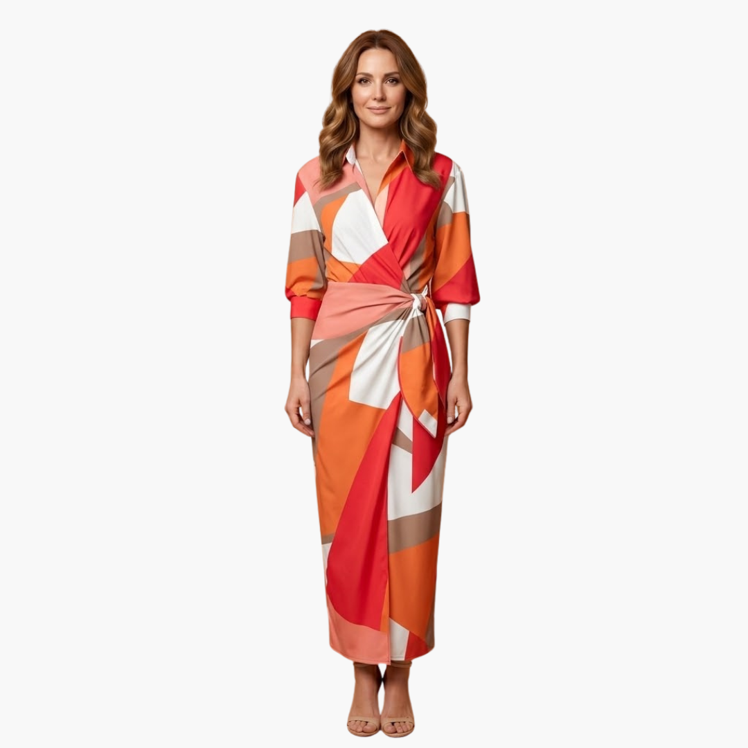 Women's Striped Cotton Wrap Dress