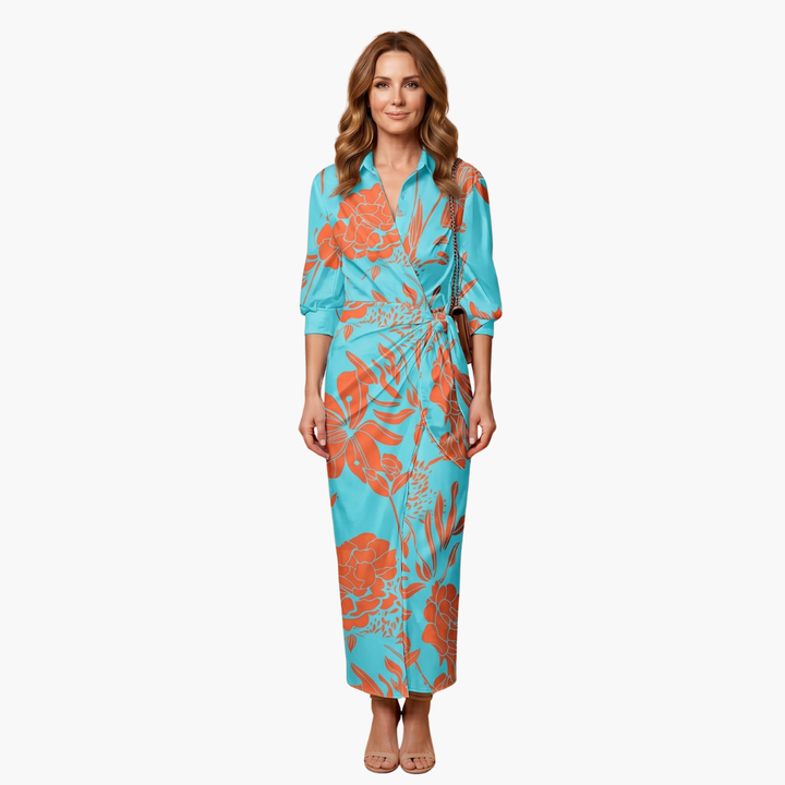 Women's Striped Cotton Wrap Dress