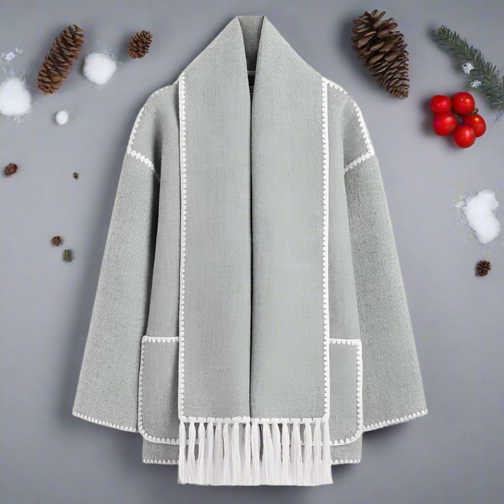 Elspeth | Women's Fringe Trim Shawl Collar Coat