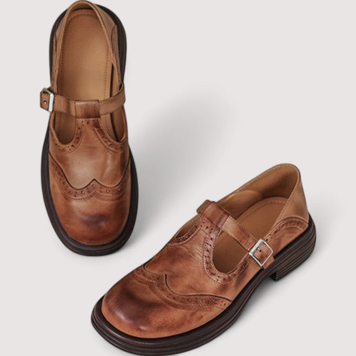 Women's Leather Buckle Mary Jane Shoes