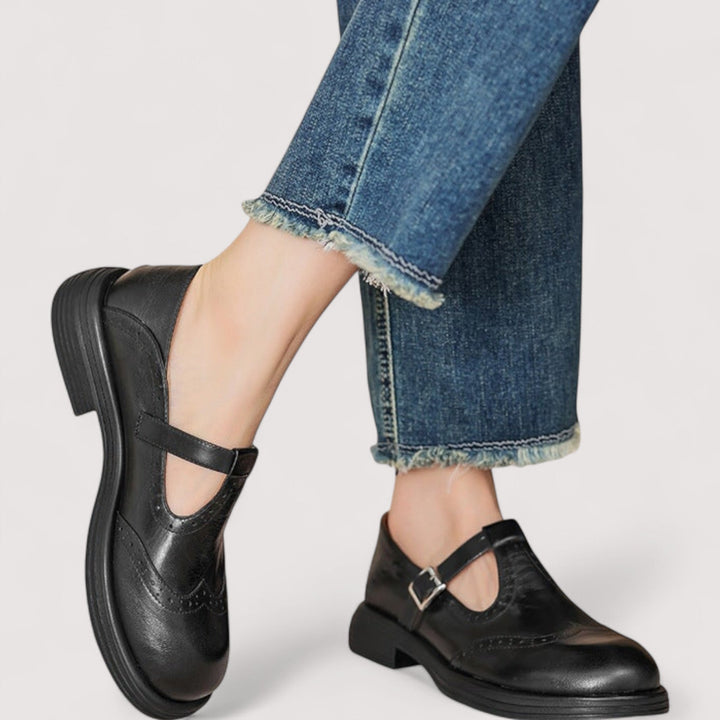 Women's Leather Buckle Mary Jane Shoes