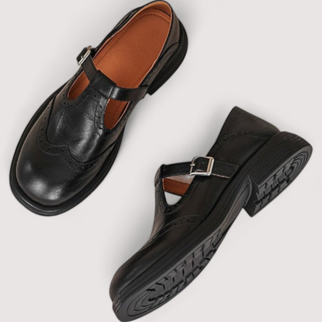 Women's Leather Buckle Mary Jane Shoes