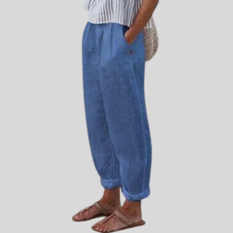 Women's Folded Hem Linen Trousers