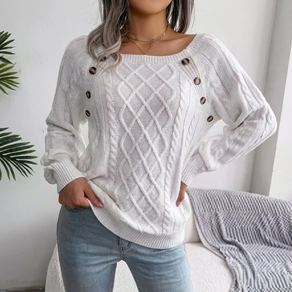 Eilidh | Women's Cable Knit Crew Neck Jumper