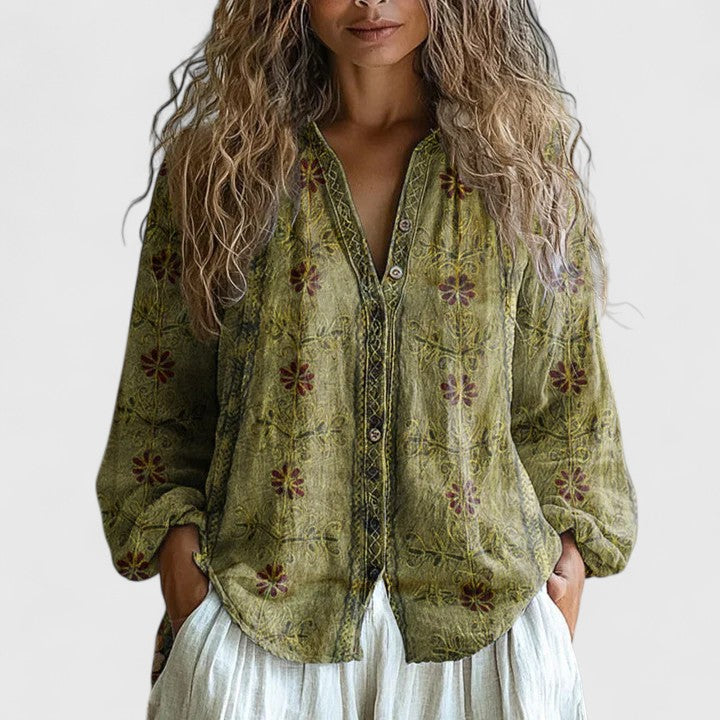 Women's Retro Print Blouse