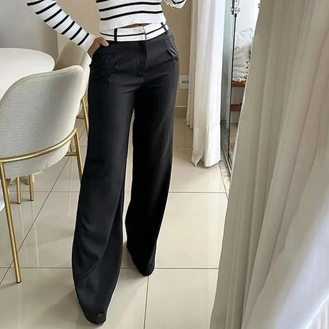 Carmen | Women's Striped Roll Neck Wide-Leg Trouser Set