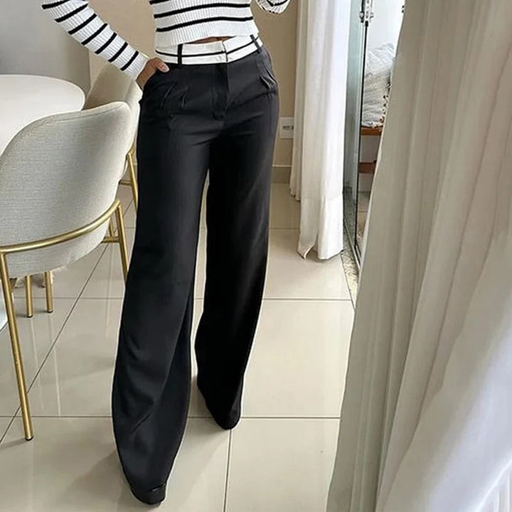Carmen | Women's Striped Roll Neck Wide-Leg Trouser Set