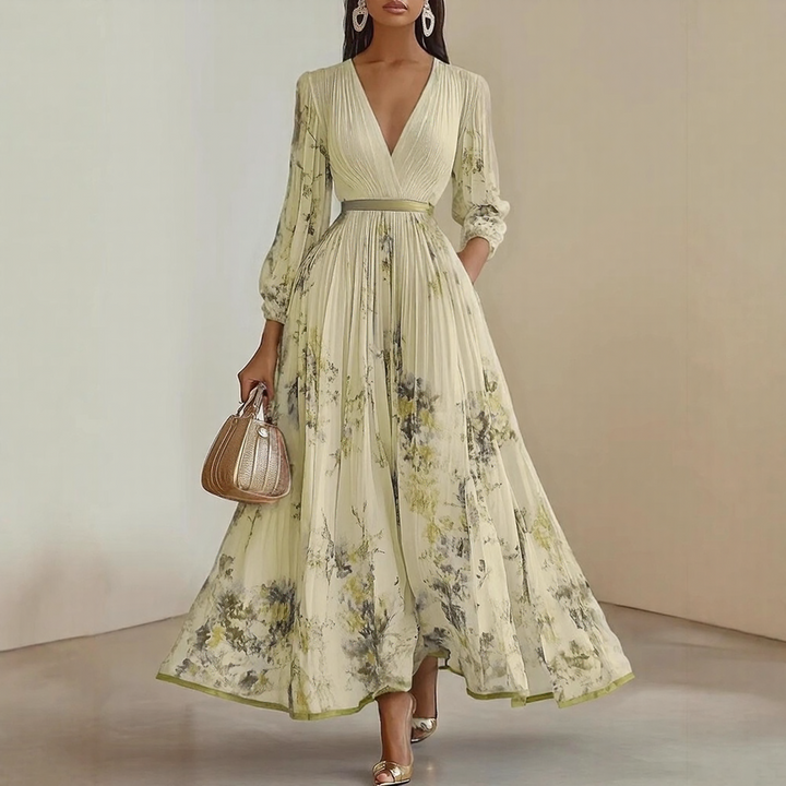 Women's Ribbon Tie Floral Maxi Dress