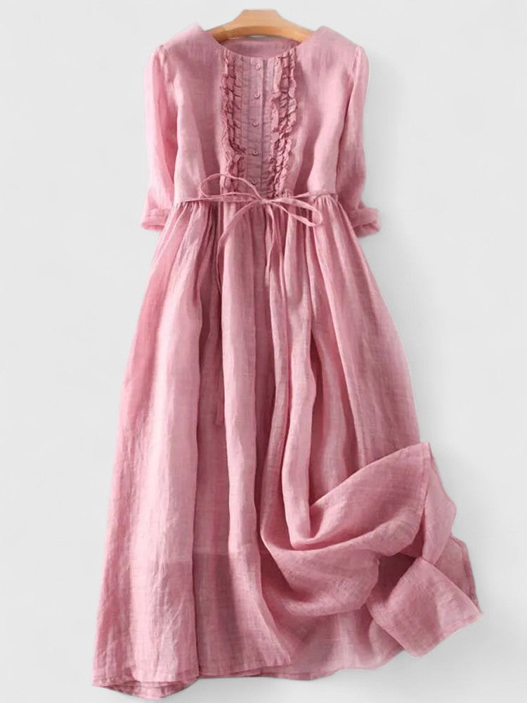 Women's Cotton Linen Midi Dress