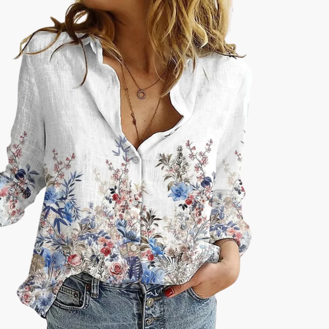 Women's V-Neck Printed Blouse