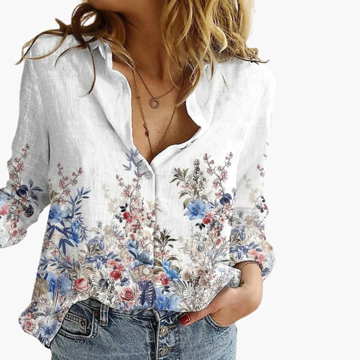 Women's V-Neck Printed Blouse
