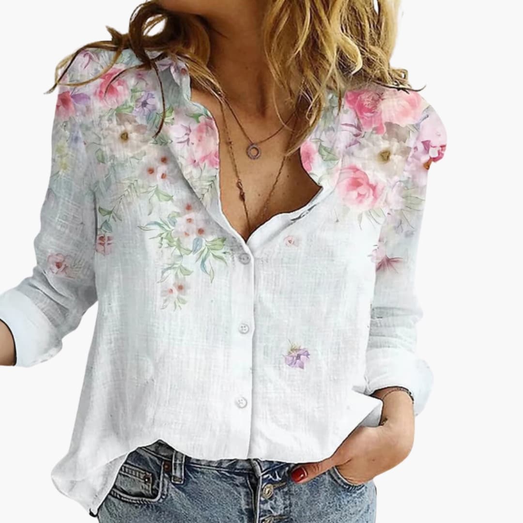 Women's V-Neck Printed Blouse