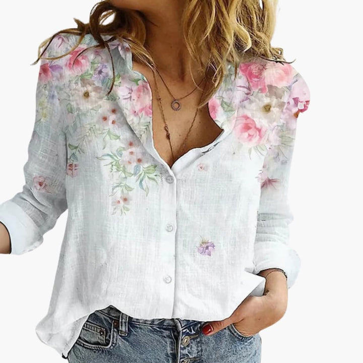 Women's V-Neck Printed Blouse
