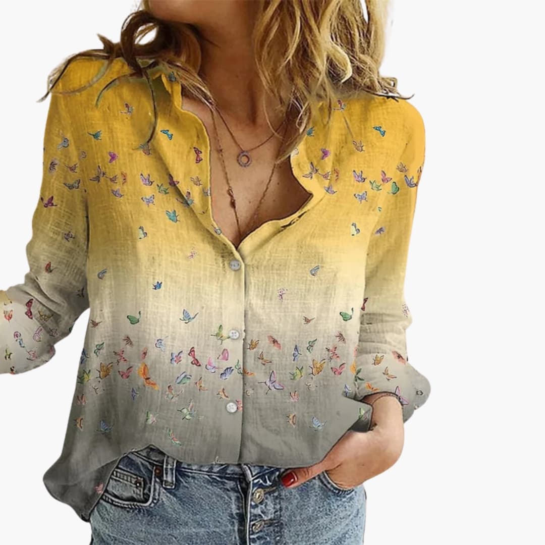 Women's V-Neck Printed Blouse