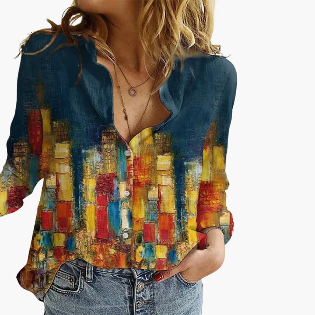 Women's V-Neck Printed Blouse