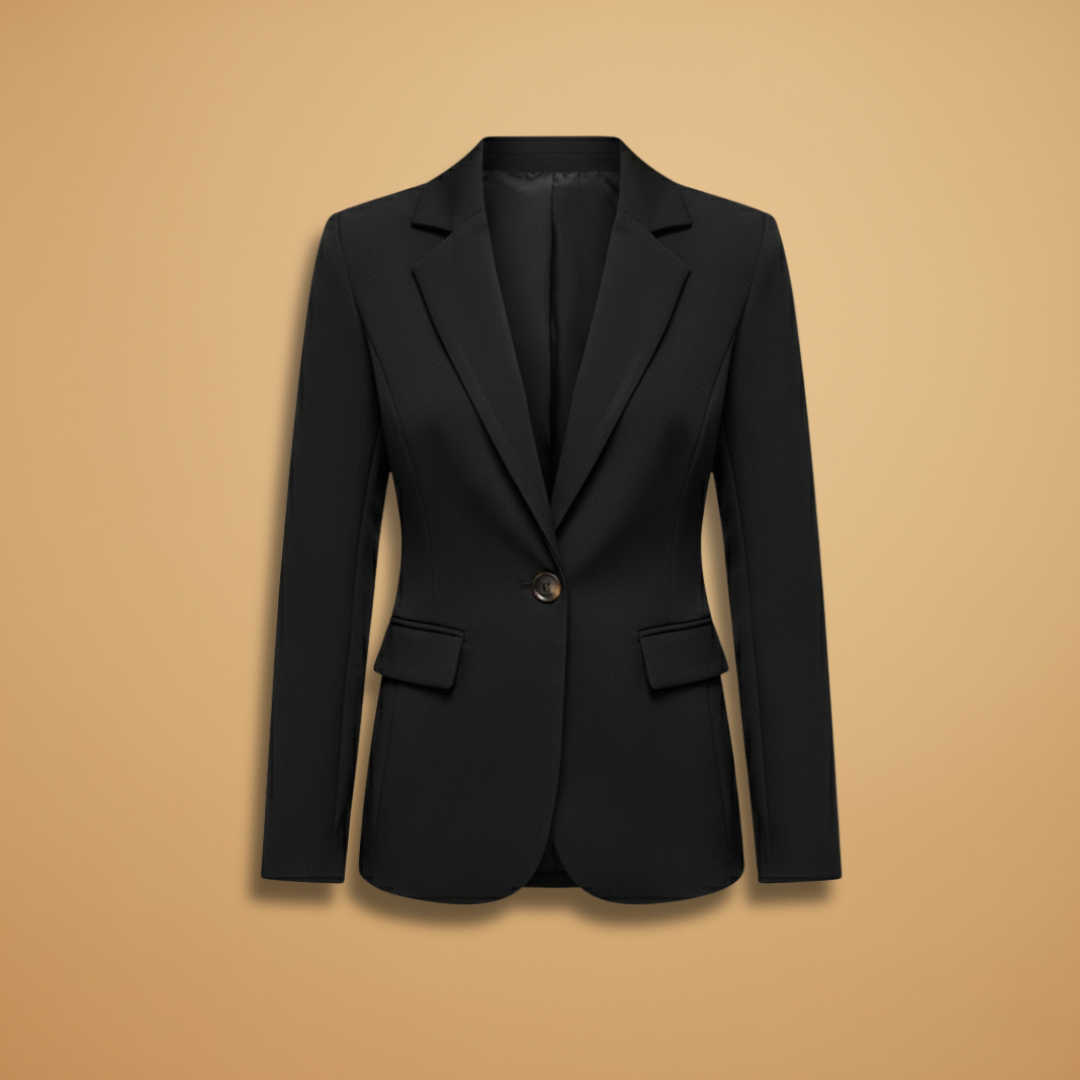 Women's Notched Lapel Blazer Single Button Front Pockets
