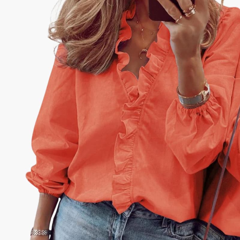 Women's V-Neck Ruffle Blouse