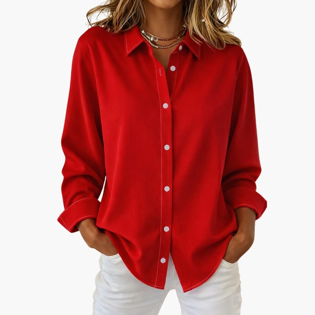 Women's Collared Button-Down Blouse