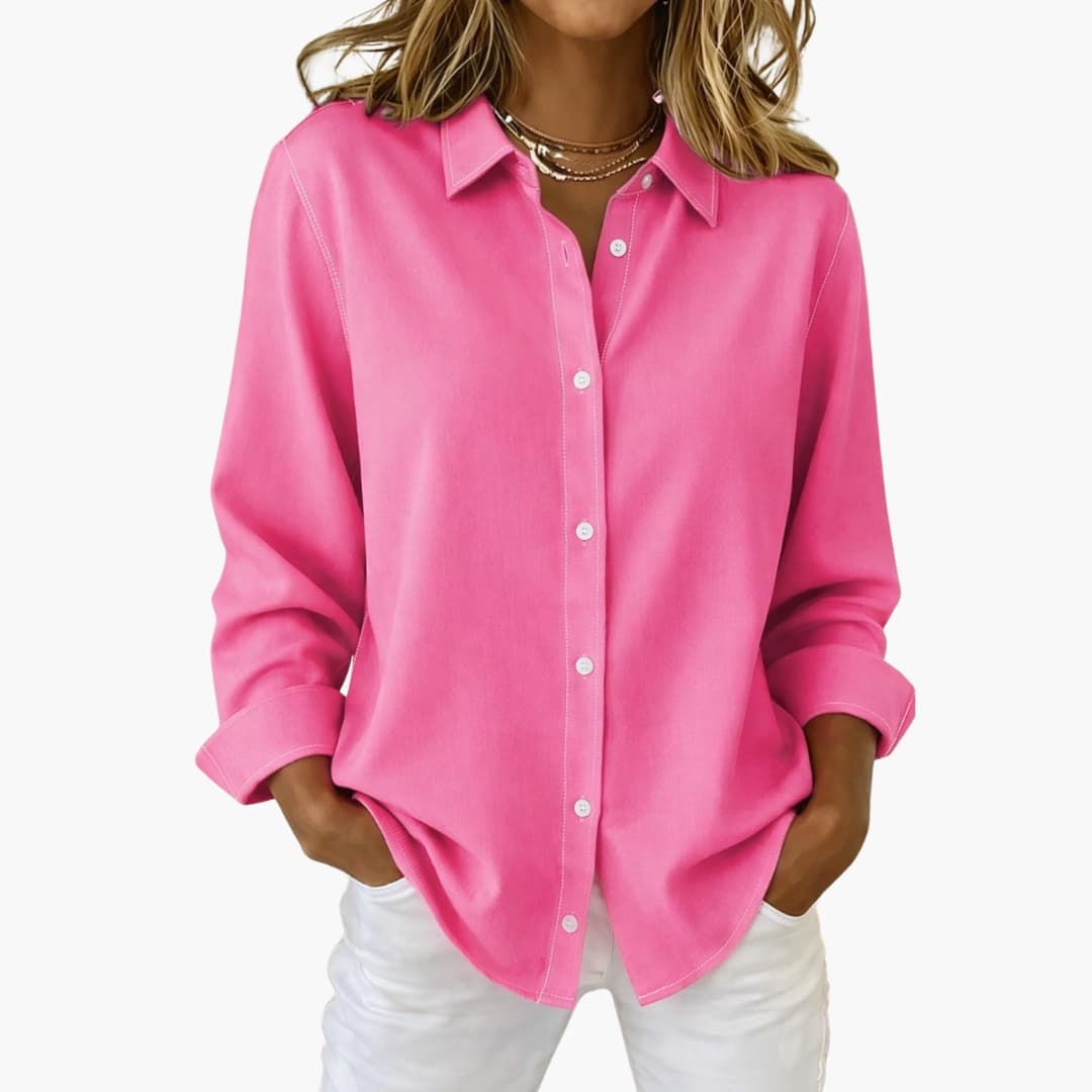 Women's Collared Button-Down Blouse