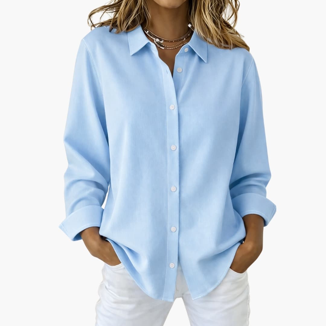 Women's Collared Button-Down Blouse