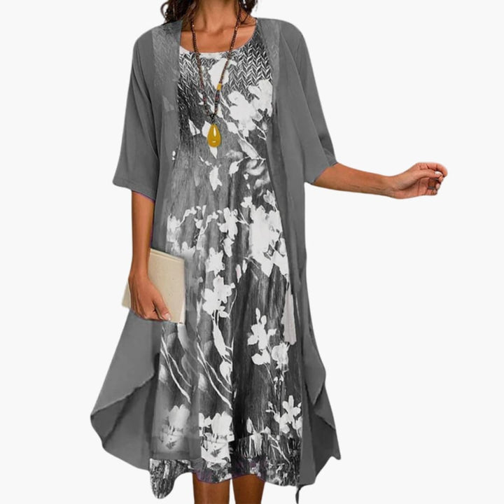 Women's Floral Maxi Dress with Cardigan