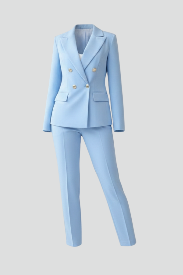 Women's Suit Set Tailored Blazer Straight Leg Trousers