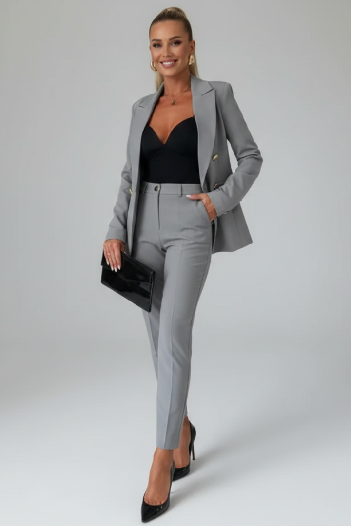 Women's Suit Set Tailored Blazer Straight Leg Trousers