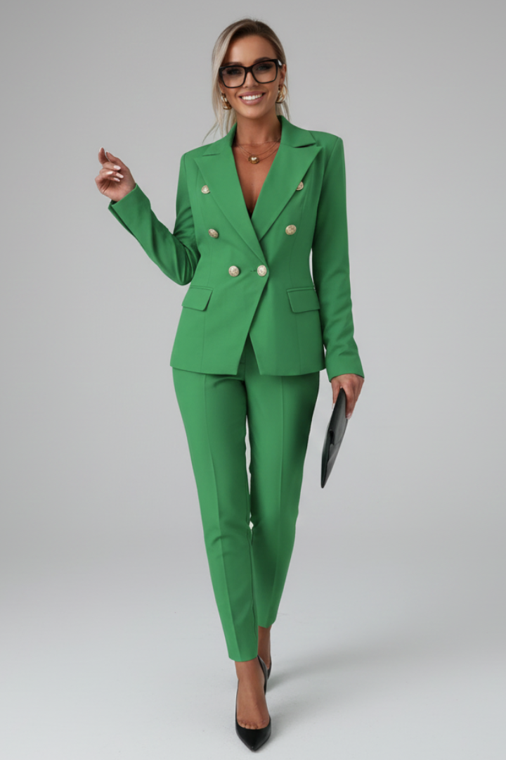 Women's Suit Set Tailored Blazer Straight Leg Trousers