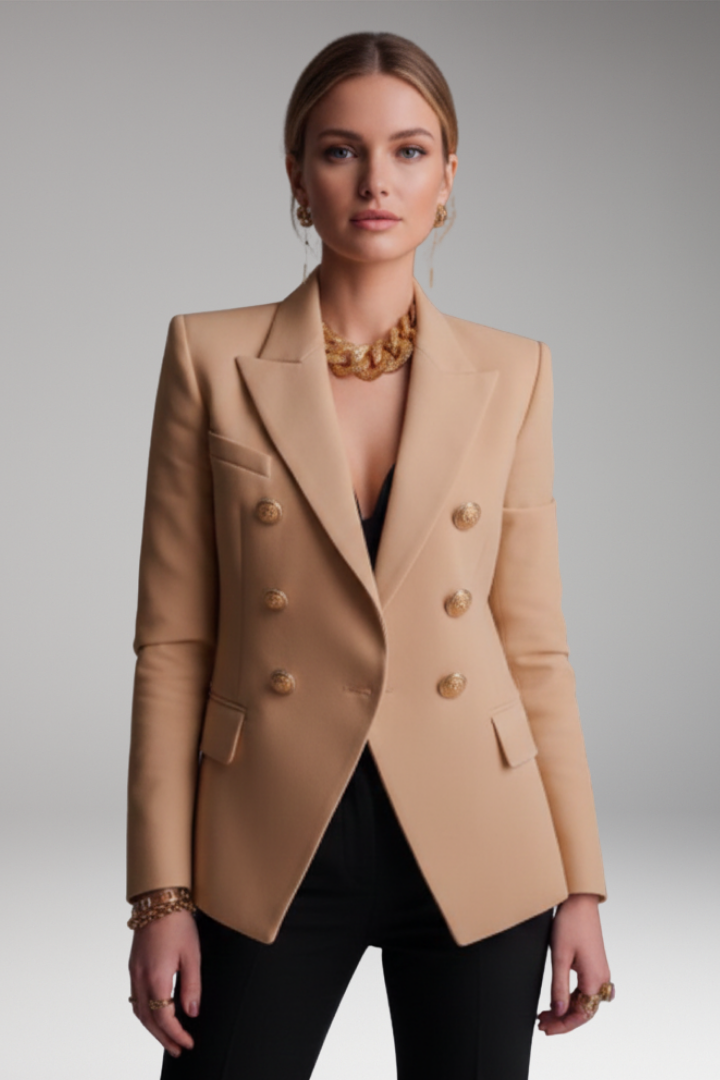 Women's Tailored Blazer Lapel Collar Overlapping Front