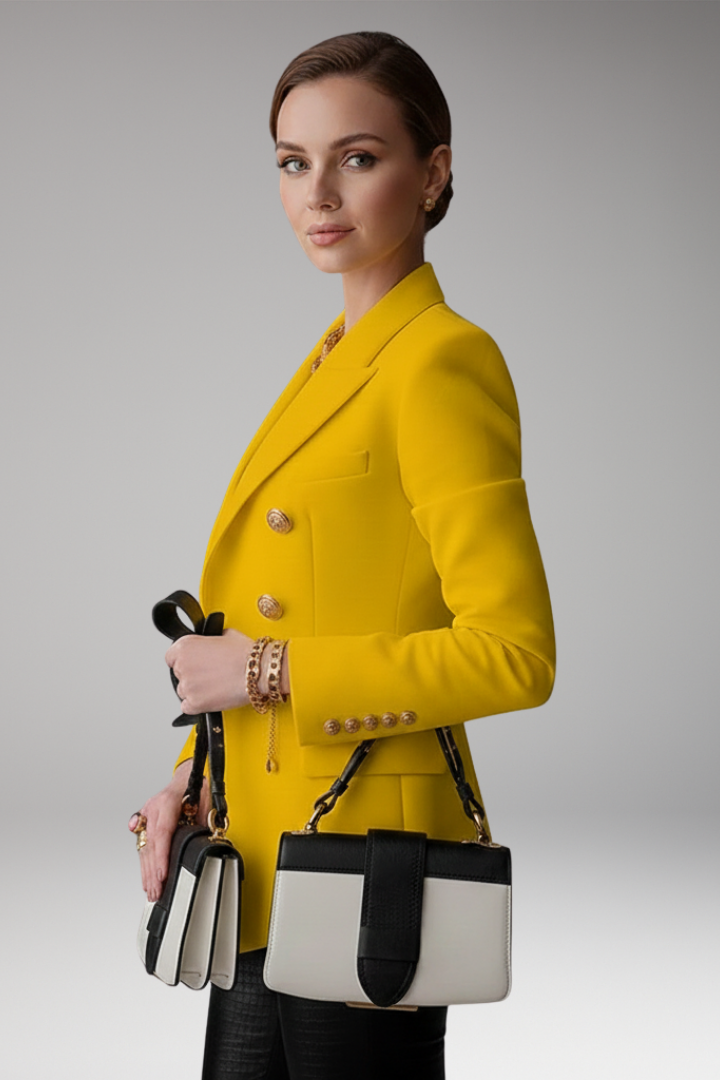 Women's Tailored Blazer Lapel Collar Overlapping Front