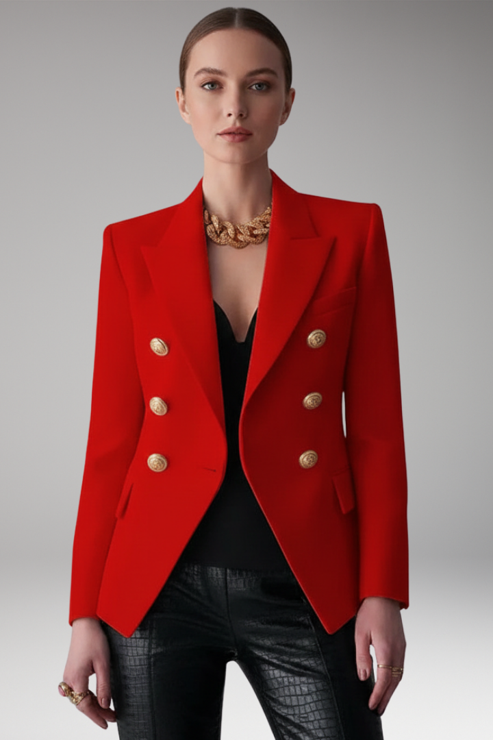 Women's Tailored Blazer Lapel Collar Overlapping Front