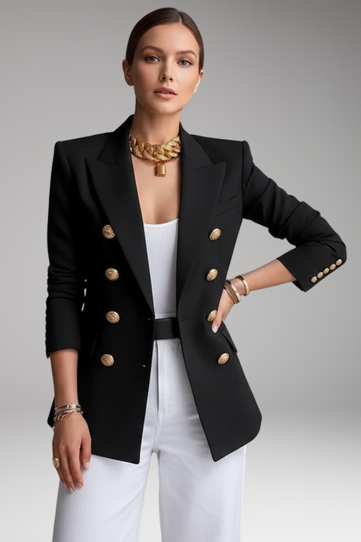 Women's Tailored Blazer Lapel Collar Overlapping Front