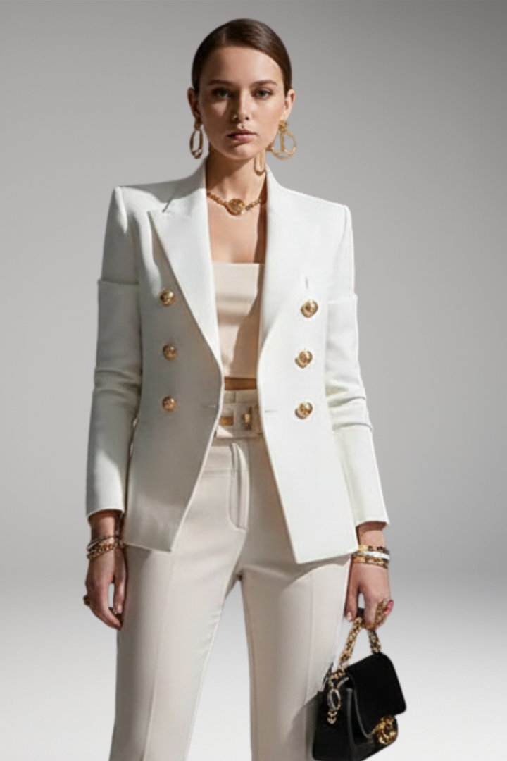 Women's Tailored Blazer Lapel Collar Overlapping Front
