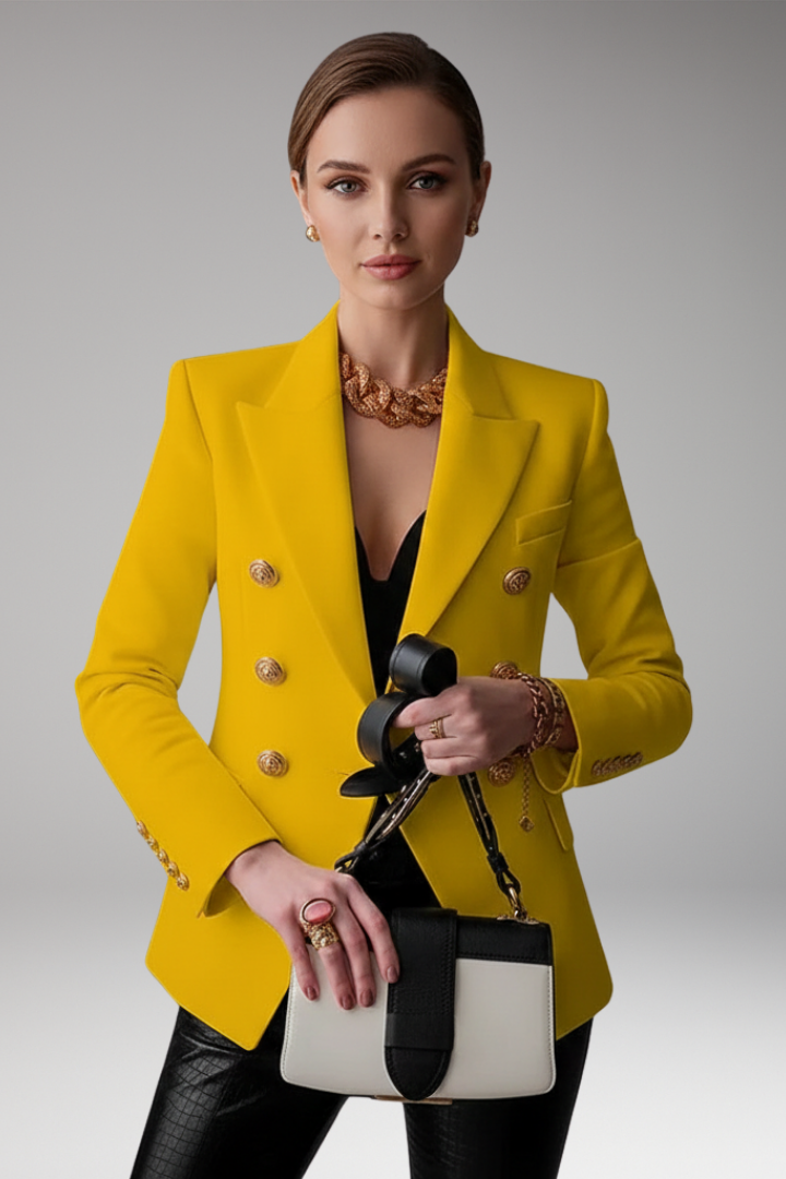 Women's Tailored Blazer Lapel Collar Overlapping Front