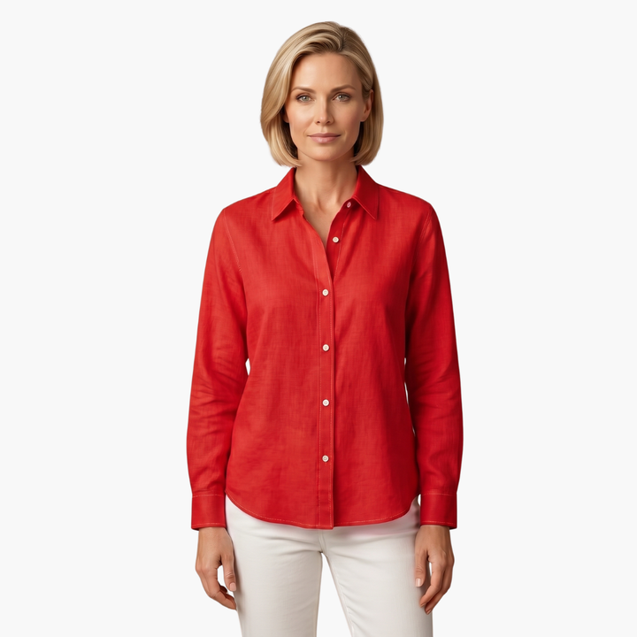 Women's Collared Button-Down Blouse