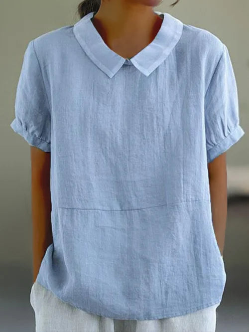 Women's Linen Peter Pan Collar Blouse