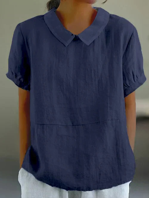 Women's Linen Peter Pan Collar Blouse