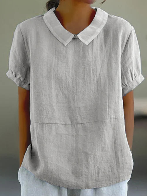 Women's Linen Peter Pan Collar Blouse