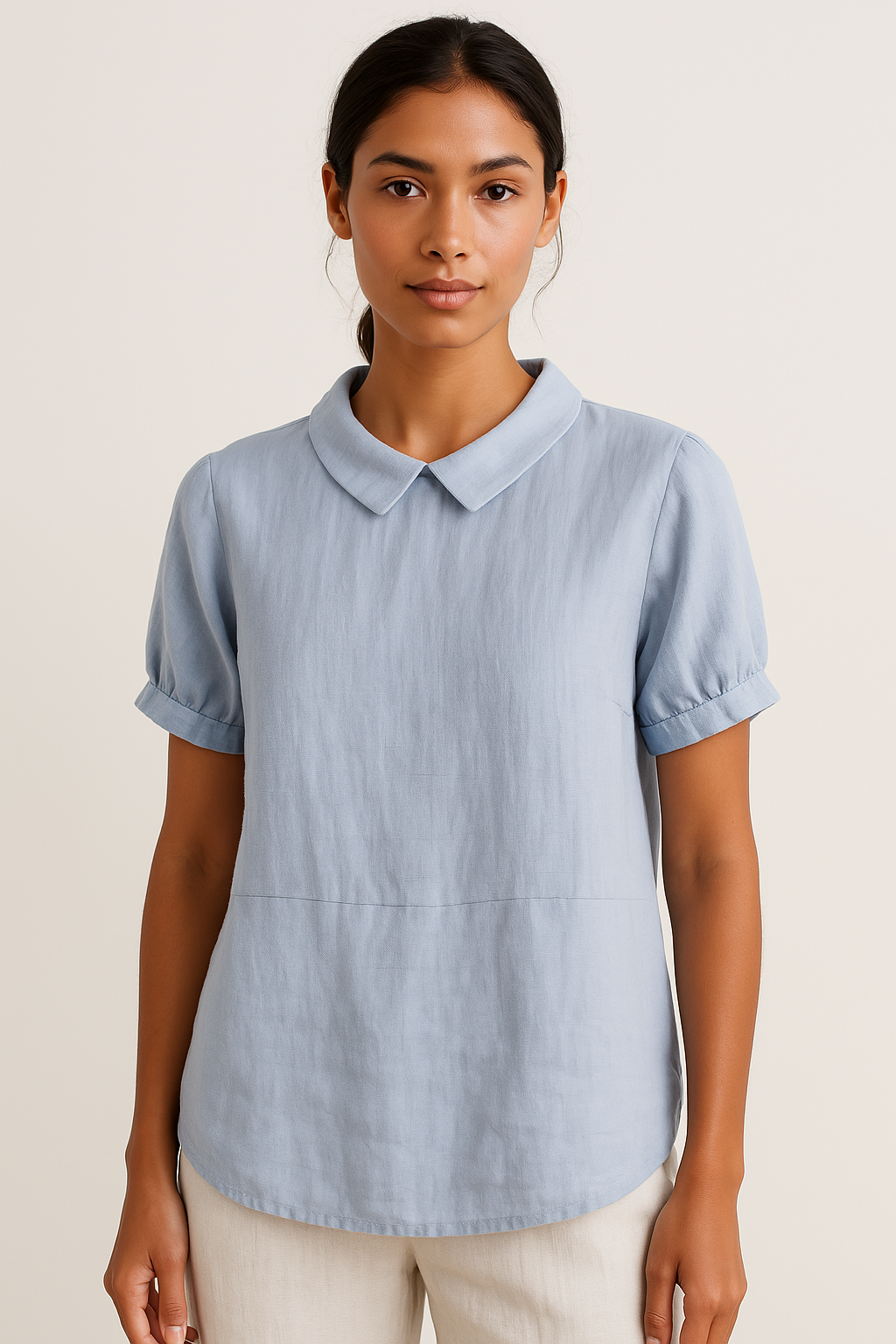 Women's Linen Peter Pan Collar Blouse
