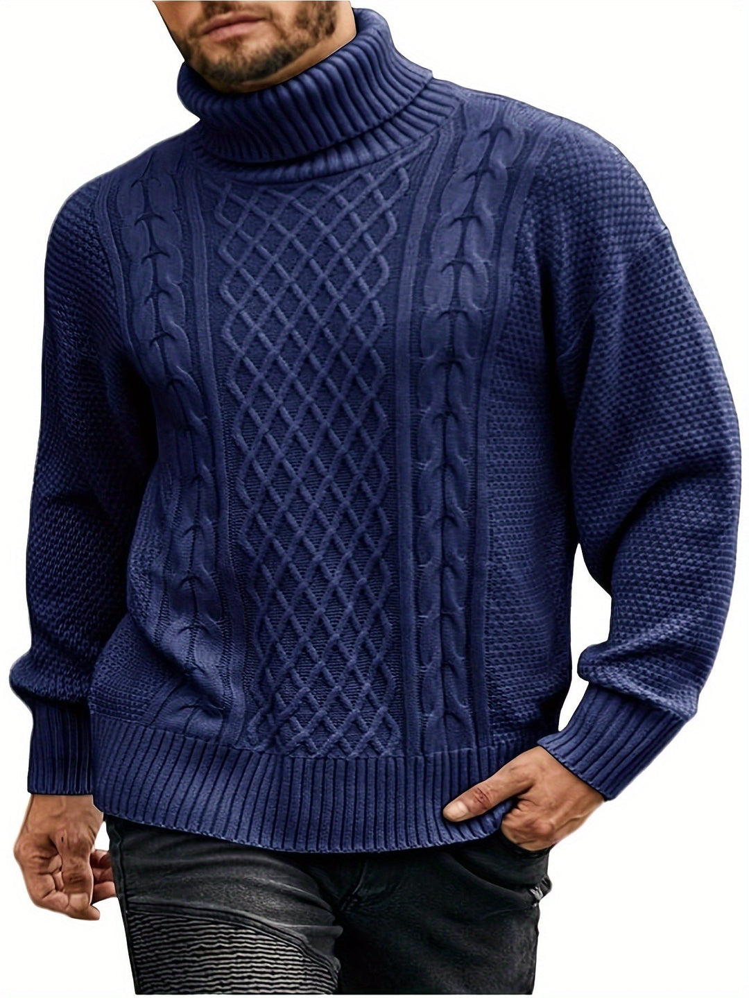 Eamon | Men's Cable Knit Roll Neck Jumper
