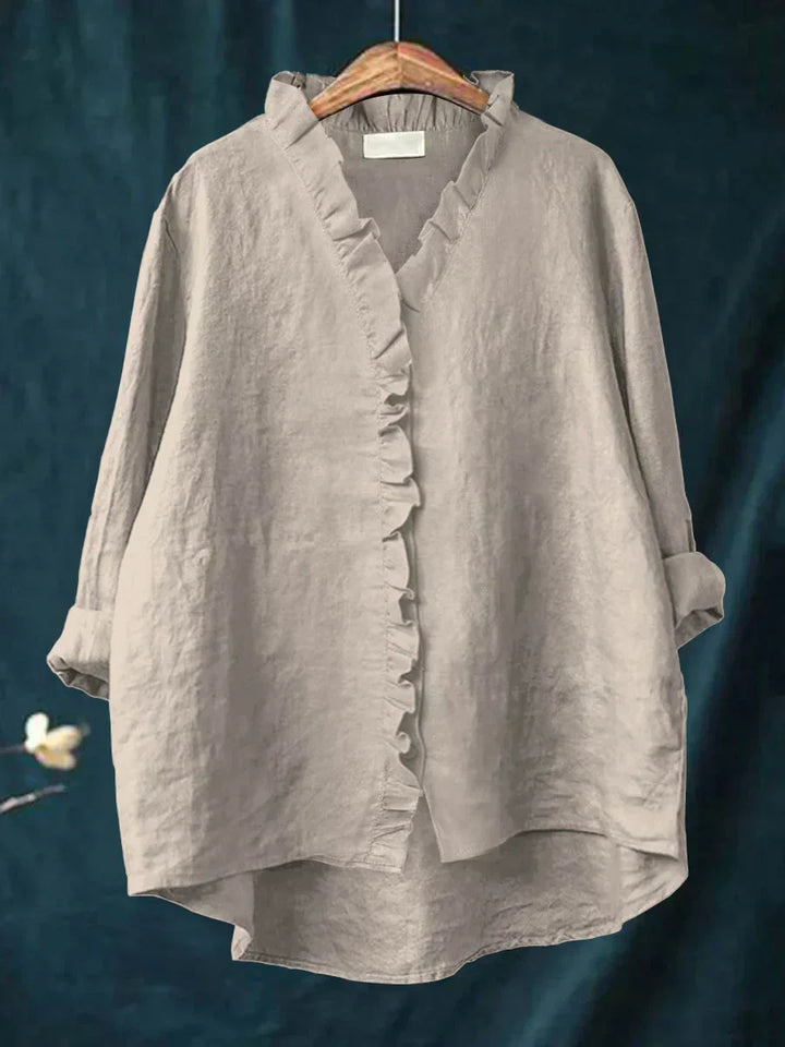 Women's Linen Ruffle Blouse