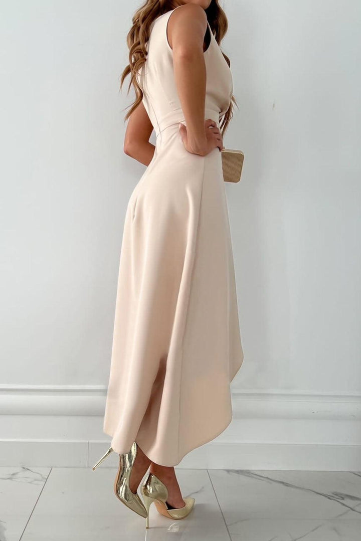 Women's Asymmetric Hem Wrap Maxi Dress